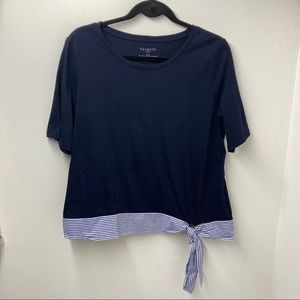 Talbots Navy Blue Nautical Striped Boxy Soft Pima Cotton Top Womens Size XLP